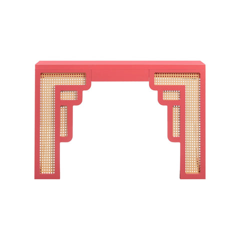 Suzie Coral Pink & Rattan Console Table Model: TOV-OC54206