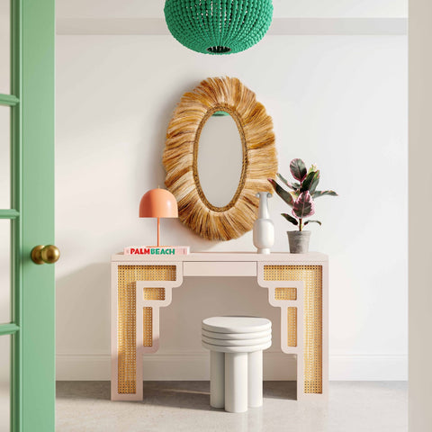 Suzie Cream & Rattan Console Table Model: TOV-OC54207