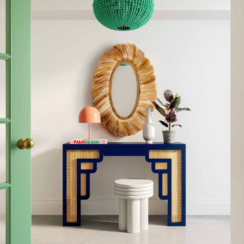 Suzie Navy & Rattan Console Table Model: TOV-OC54208