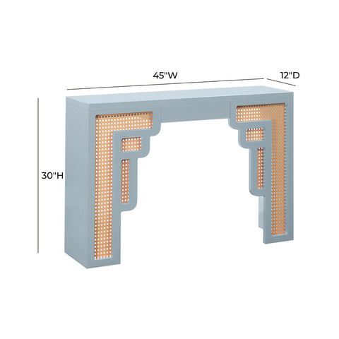 Suzie Pastel Blue & Rattan Console Table Model: TOV-OC54209