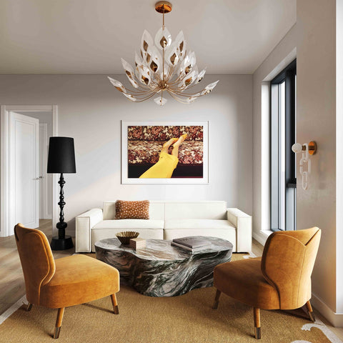 Slab Grey/Blush Faux Marble Coffee Table Model: TOV-OC54214