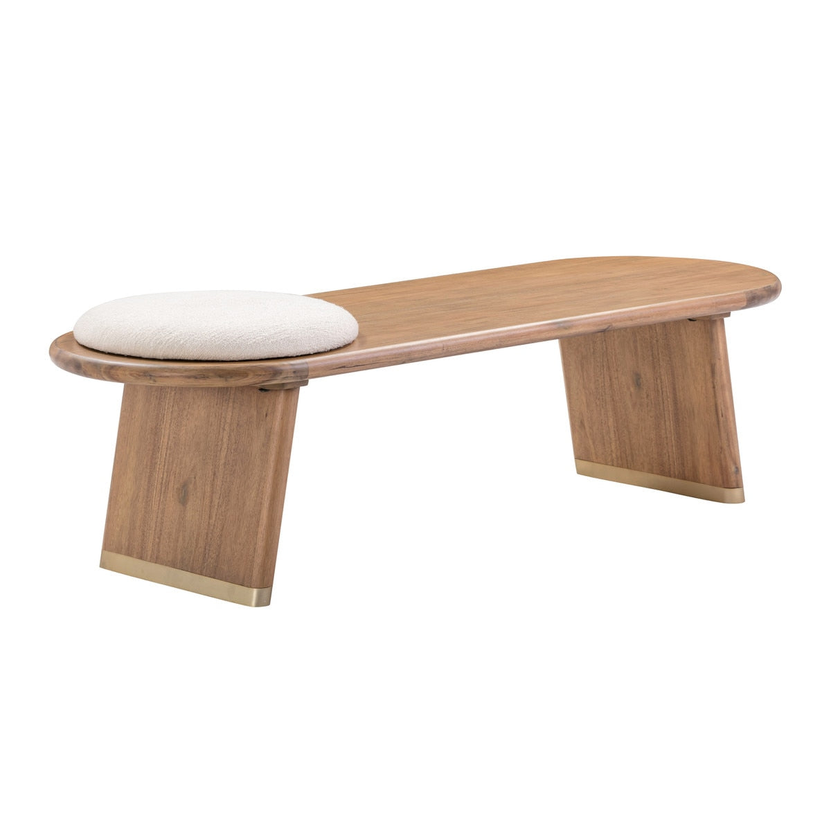 Samantha Cognac Acacia Bench with Boucle Seat Model: TOV-OC54238