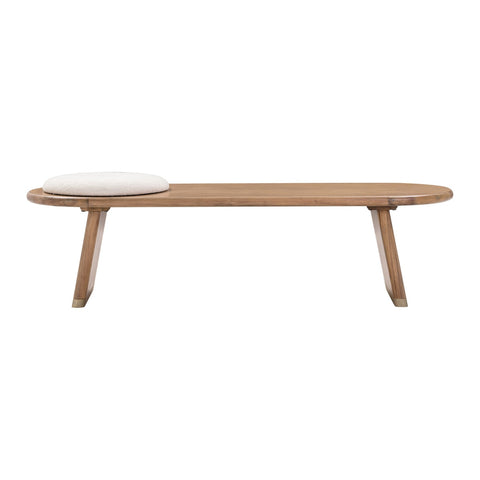 Samantha Cognac Acacia Bench with Boucle Seat Model: TOV-OC54238