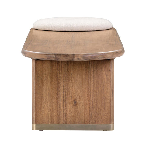 Samantha Cognac Acacia Bench with Boucle Seat Model: TOV-OC54238