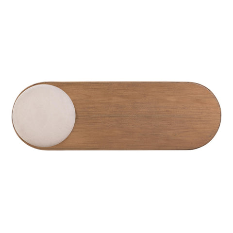 Samantha Cognac Acacia Bench with Boucle Seat Model: TOV-OC54238