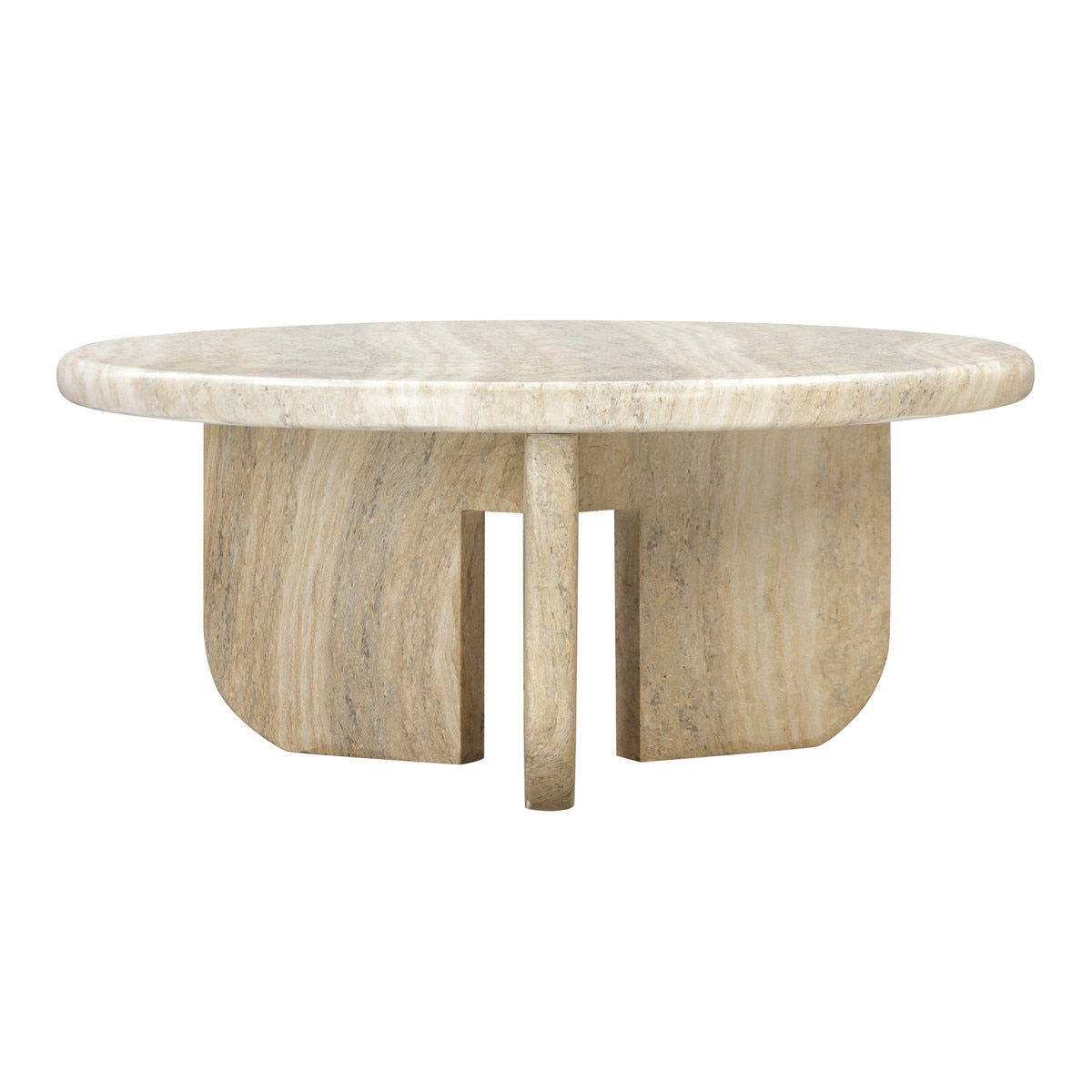 Patrizia Faux Travertine Concrete Indoor / Outdoor Round Coffee Table Model: TOV-OC54246