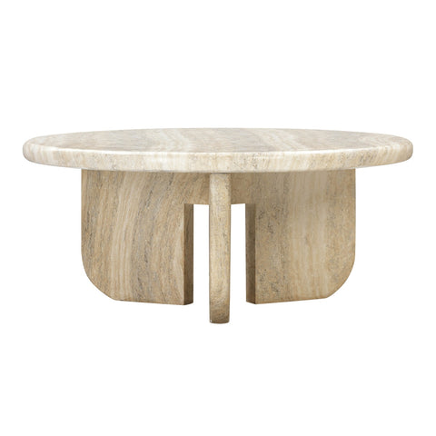 Patrizia Faux Travertine Concrete Indoor / Outdoor Round Coffee Table Model: TOV-OC54246