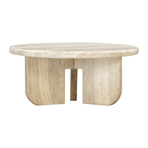 Patrizia Faux Travertine Concrete Indoor / Outdoor Round Coffee Table Model: TOV-OC54246