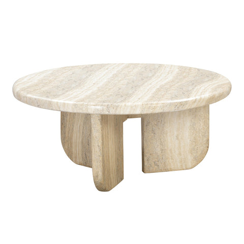 Patrizia Faux Travertine Concrete Indoor / Outdoor Round Coffee Table Model: TOV-OC54246