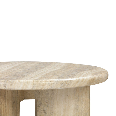 Patrizia Faux Travertine Concrete Indoor / Outdoor Round Coffee Table Model: TOV-OC54246