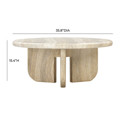 Patrizia Faux Travertine Concrete Indoor / Outdoor Round Coffee Table Model: TOV-OC54246