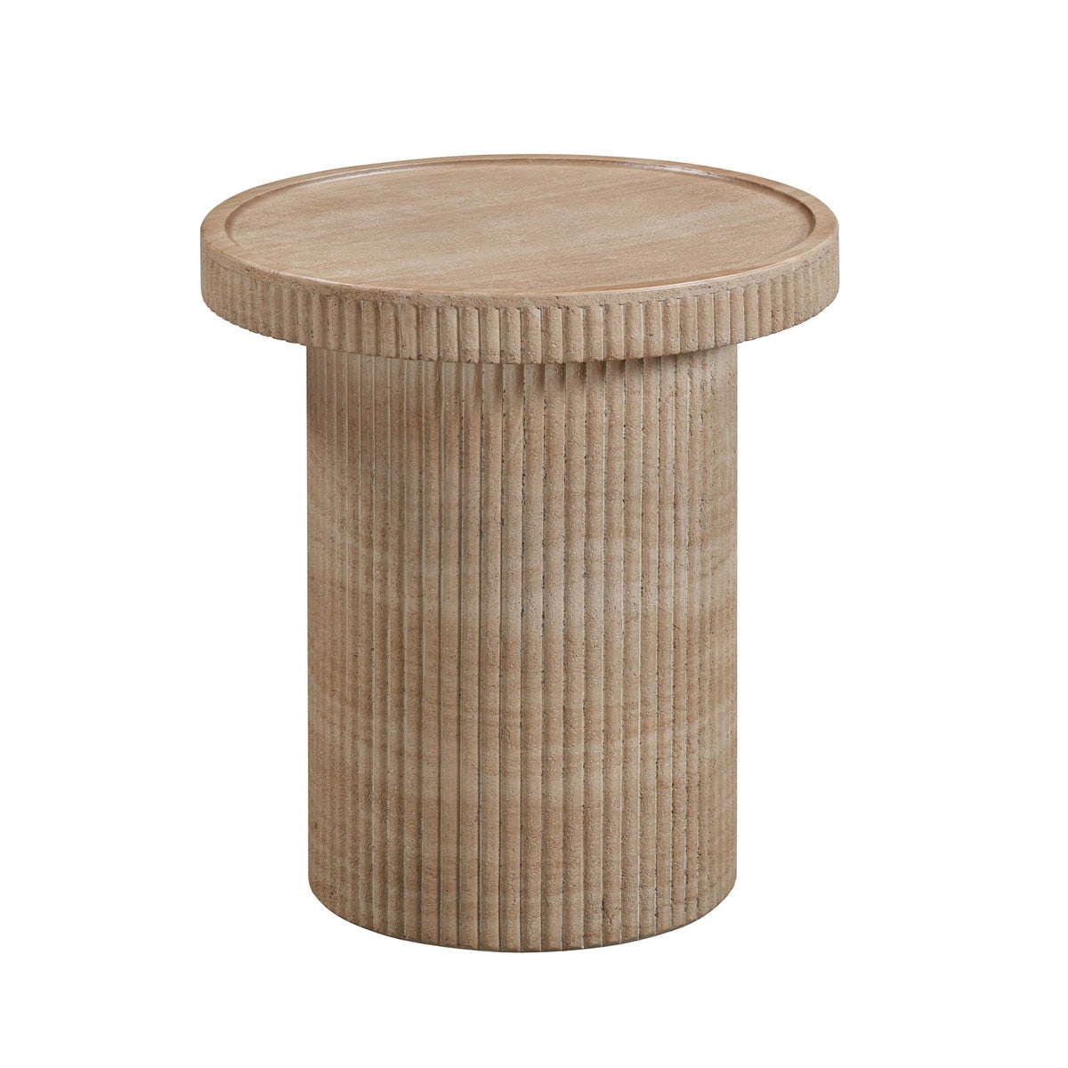 Darcy Faux Travertine Concrete Indoor / Outdoor Side Table Model: TOV-OC54290