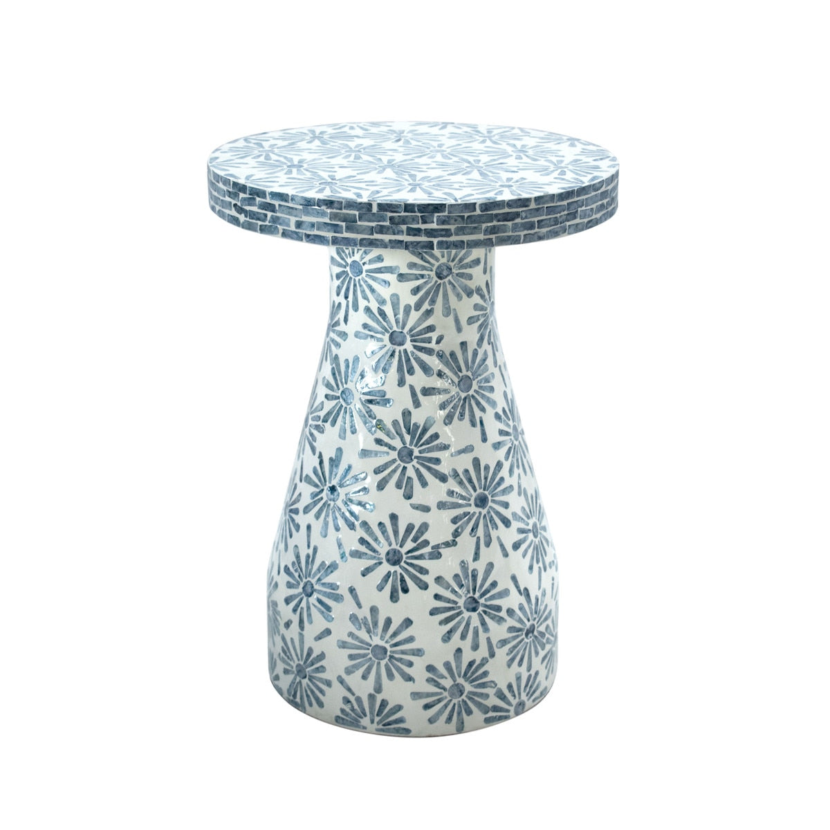 Halio Blue Floral Shell Side Table Model: TOV-OC54310