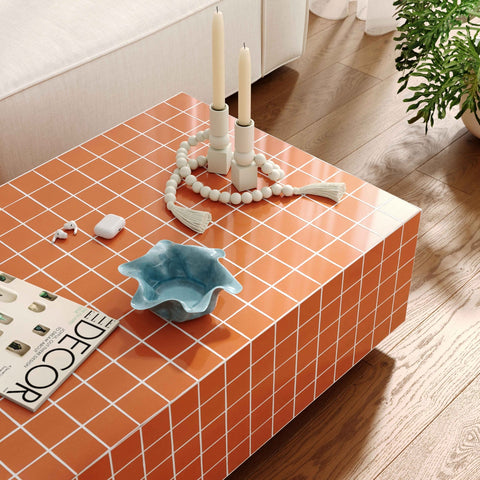 Mixie Brick Orange Tile Indoor / Outdoor Coffee Table Model: TOV-OC54328