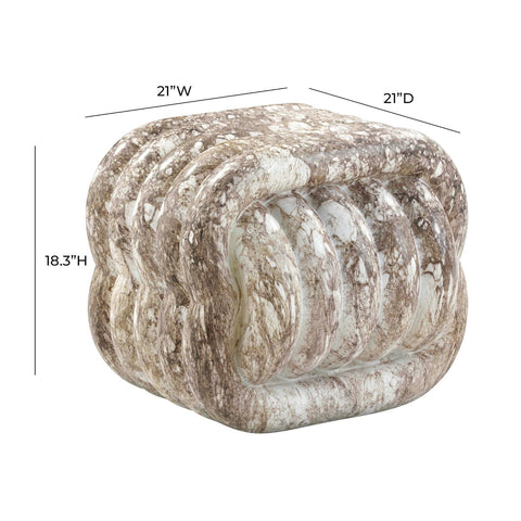 Love Knot Breccia Capraia Faux Marble Indoor / Outdoor Accent Stool Model: TOV-OC54335