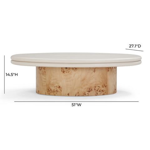 Tanner Natural Burl and Cream Ash Coffee Table Model: TOV-OC54377