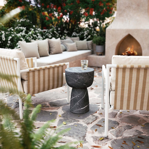 Charra Black Faux Marble Indoor/Outdoor Side Table Model: TOV-OC54404