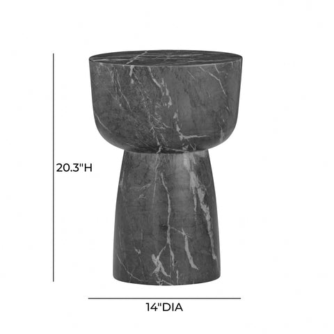 Charra Black Faux Marble Indoor/Outdoor Side Table Model: TOV-OC54404