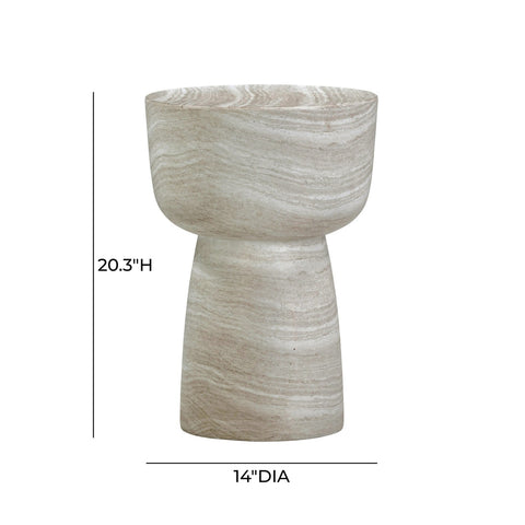 Charra Faux Travertine Indoor/Outdoor Side Table Model: TOV-OC54405