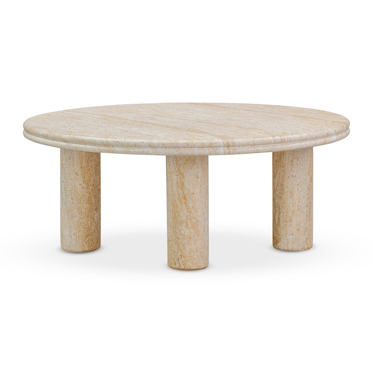 Amora Faux Travertine Indoor/Outdoor 32" Round Accent Table Model: TOV-OC54412