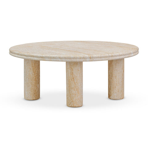 Amora Faux Travertine Indoor/Outdoor 32" Round Accent Table Model: TOV-OC54412