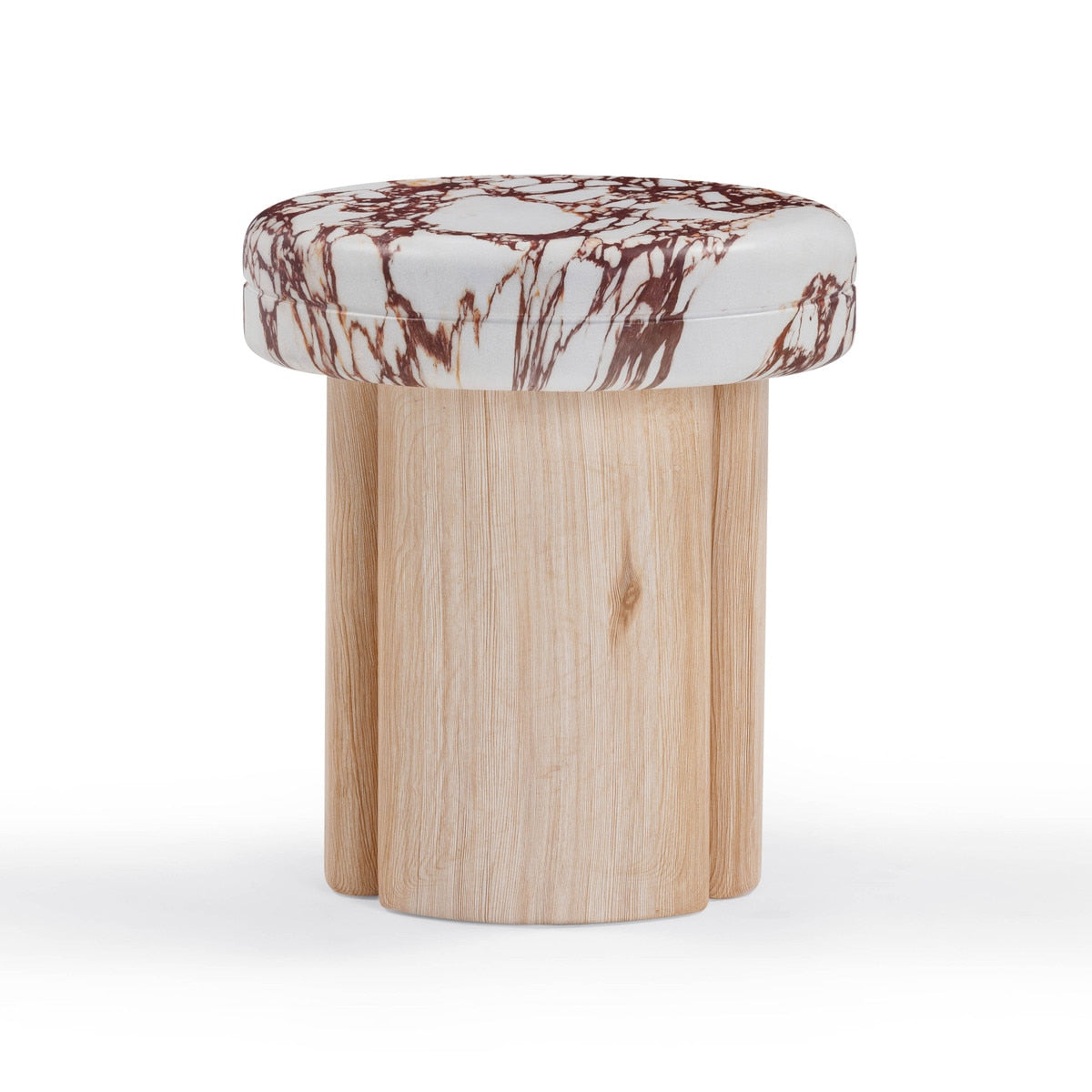 Sheila Wood and Breccia Capraia Textured Concrete Side Table Model: TOV-OC54467