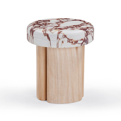 Sheila Wood and Breccia Capraia Textured Concrete Side Table Model: TOV-OC54467