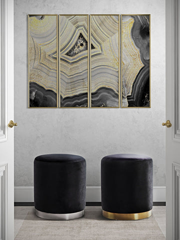 Opal Black Velvet Ottoman -Gold Base Model: TOV-OC6120
