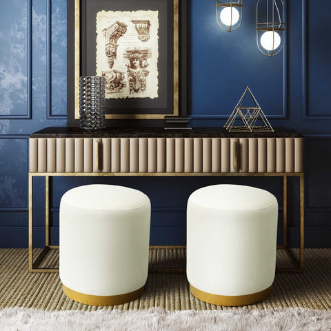 Opal Cream Velvet Ottoman with Gold Base Model: TOV-OC6156
