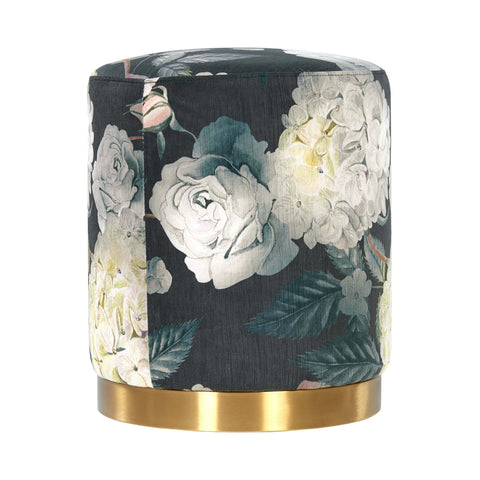 Opal Floral Velvet Ottoman -Gold Base Model: TOV-OC6308