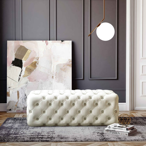 Kaylee Cream Velvet Ottoman Model: TOV-OC6314