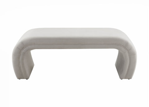 Kenya Light Grey Velvet Bench Model: TOV-OC6379