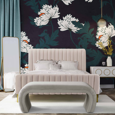 Kenya Light Grey Velvet Bench Model: TOV-OC6379