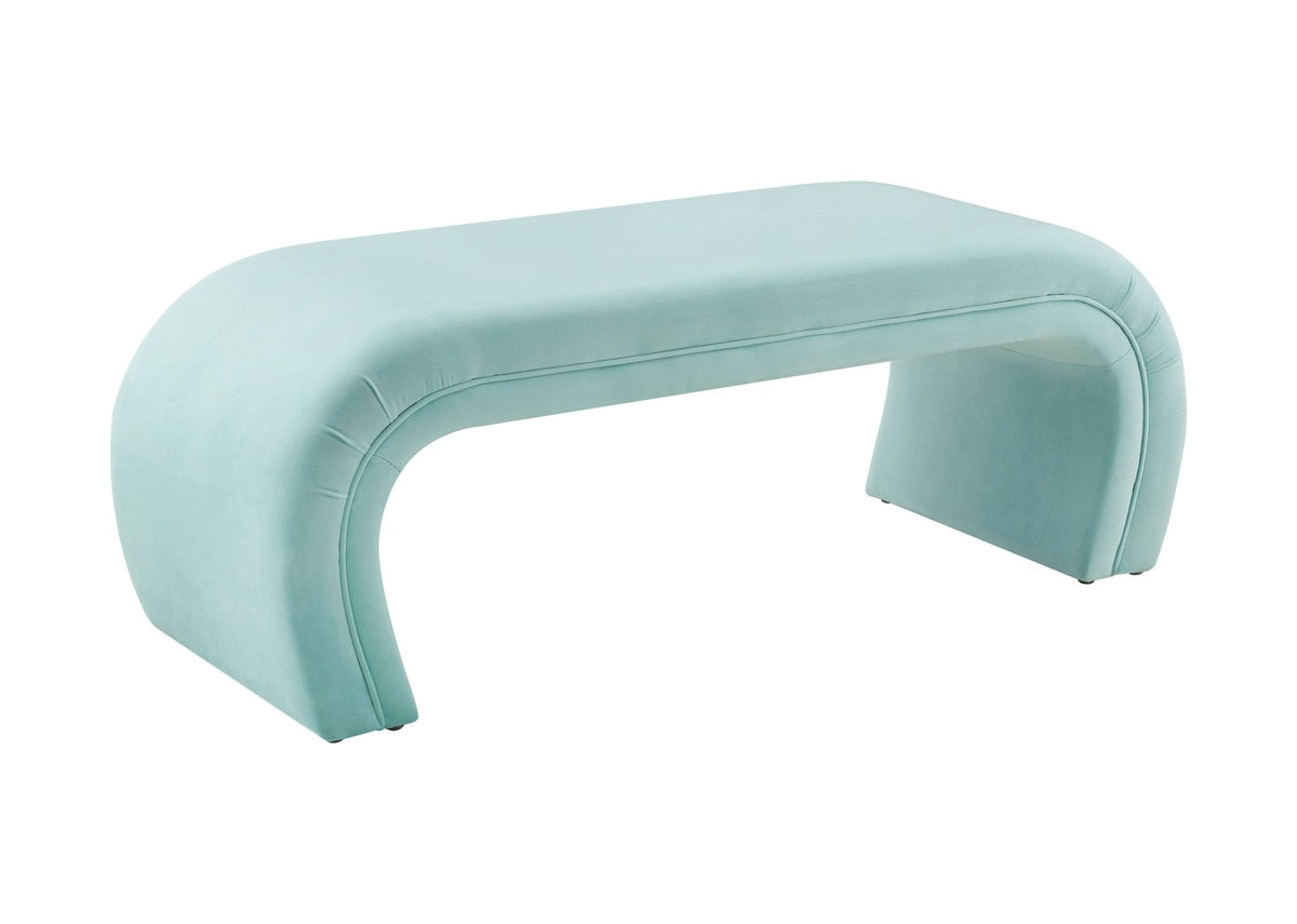Kenya Bright Blue Velvet Bench Model: TOV-OC6380