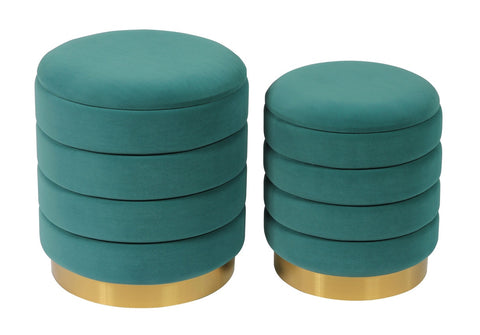 Saturn Teal Storage Ottomans - Set of 2 Model: TOV-OC6459