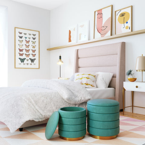 Saturn Teal Storage Ottomans - Set of 2 Model: TOV-OC6459