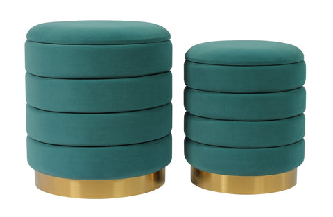 Saturn Teal Storage Ottomans - Set of 2 Model: TOV-OC6459