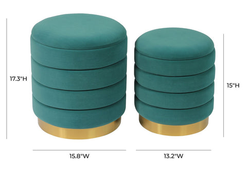 Saturn Teal Storage Ottomans - Set of 2 Model: TOV-OC6459
