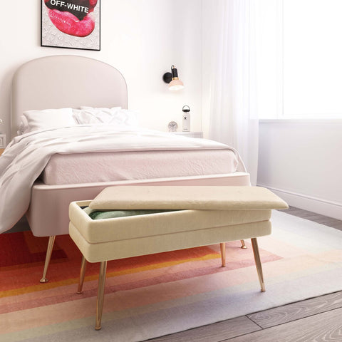 Ziva Cream Storage Bench Model: TOV-OC6467