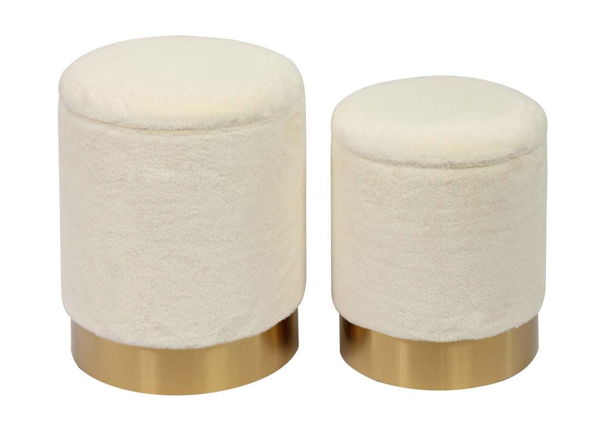 Teddy Faux Sheepskin Storage Ottomans - Set of 2 Model: TOV-OC6471
