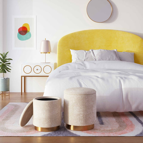 Teddy Faux Sheepskin Storage Ottomans - Set of 2 Model: TOV-OC6471