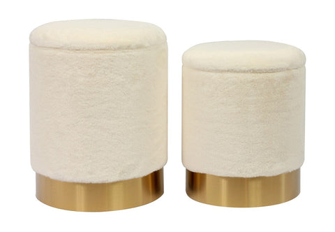 Teddy Faux Sheepskin Storage Ottomans - Set of 2 Model: TOV-OC6471
