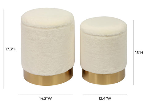 Teddy Faux Sheepskin Storage Ottomans - Set of 2 Model: TOV-OC6471
