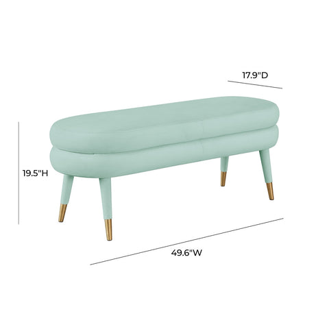Betty Sea Foam Green Velvet Bench Model: TOV-OC68124