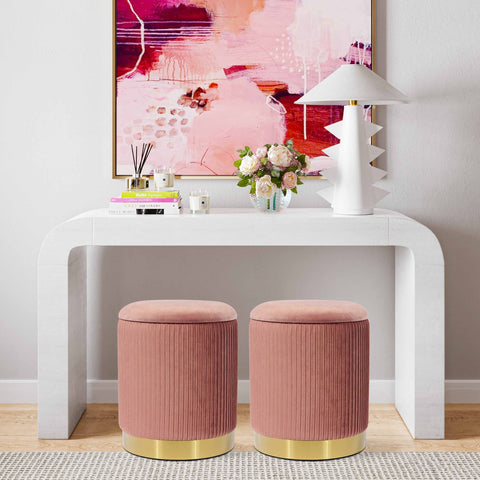 Zoe Blush Velvet Storage Ottoman Model: TOV-OC68154