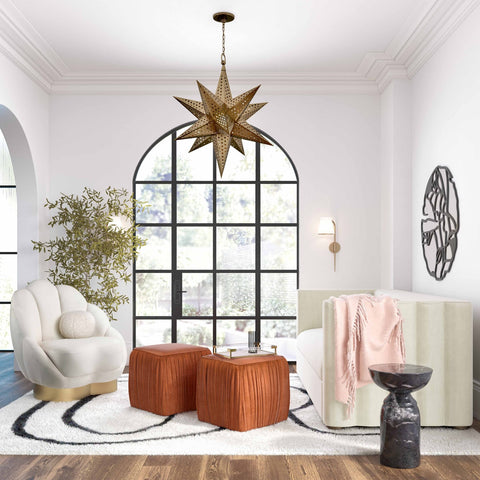 Morgan Cognac Pleated Ottoman Model: TOV-OC68214