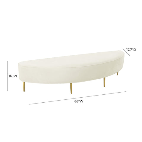 Bianca Cream Velvet Queen Bench Model: TOV-OC68355