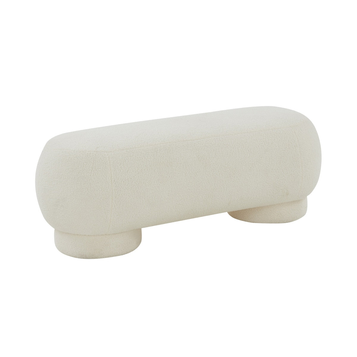 Mara Cream Vegan Shearling Ottoman Model: TOV-OC68538