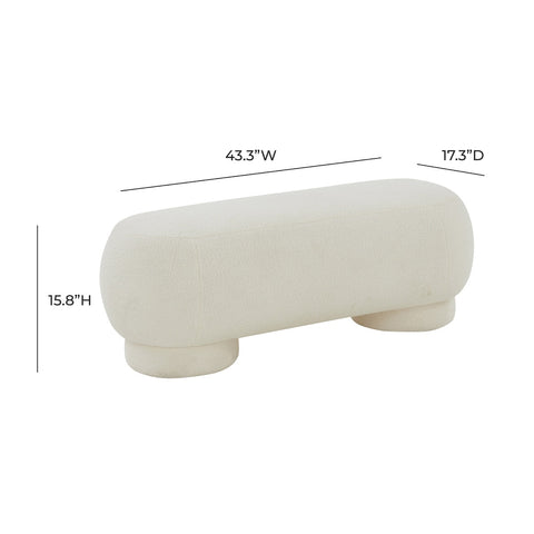 Mara Cream Vegan Shearling Ottoman Model: TOV-OC68538