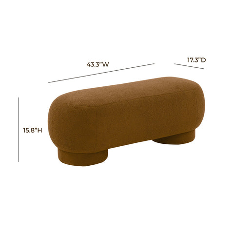 Mara Cinnamon Brown Vegan Shearling Ottoman Model: TOV-OC68539